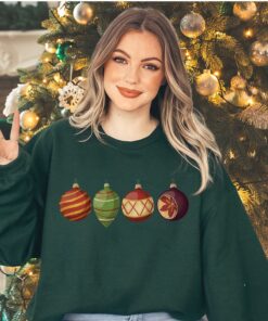 vintage christmas sweatshirt with retro ornaments design for women unique vintage t shirt for holiday celebrations 6kh7m