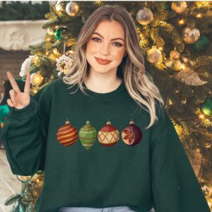 vintage christmas sweatshirt with retro ornaments design for women unique vintage t shirt for holiday celebrations 6kh7m