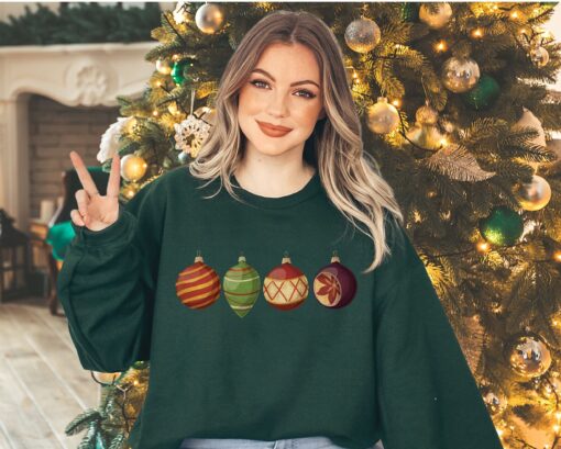 vintage christmas sweatshirt with retro ornaments design for women unique vintage t shirt for holiday celebrations 6kh7m