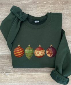 vintage christmas sweatshirt with retro ornaments design for women unique vintage t shirt for holiday celebrations luoyb