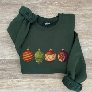 vintage christmas sweatshirt with retro ornaments design for women unique vintage t shirt for holiday celebrations luoyb