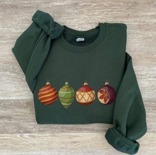 vintage christmas sweatshirt with retro ornaments design for women unique vintage t shirt for holiday celebrations luoyb