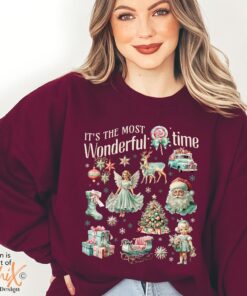 vintage christmas sweatshirt with retro pink design and fun doodle print for winter wear 6upnj