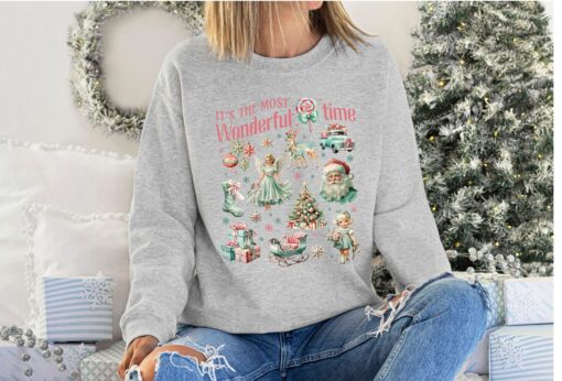 vintage christmas sweatshirt with retro pink design and fun doodle print for winter wear kt4r5 scaled