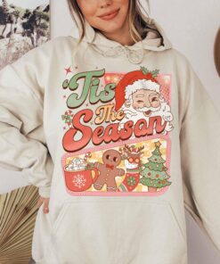 vintage christmas sweatshirt with retro santa claus design and hot cocoa graphic for a fun winter look z1fr0