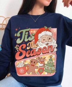 vintage christmas sweatshirt with retro santa claus design and hot cocoa graphic for a fun winter look zpzoc