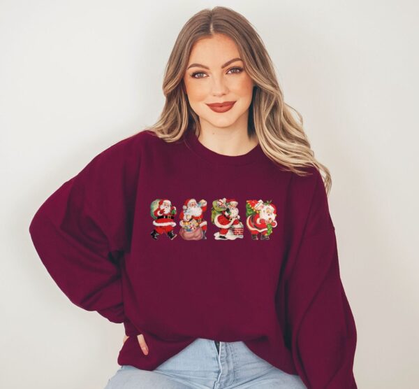 vintage christmas sweatshirt with retro santa design for women comfortable and stylish holiday apparel 9kb50