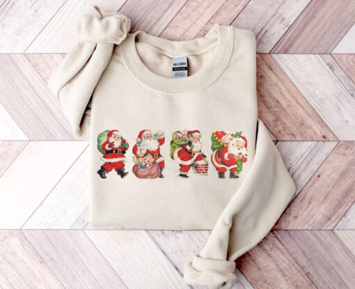 vintage christmas sweatshirt with retro santa design for women comfortable and stylish holiday apparel