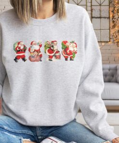 vintage christmas sweatshirt with retro santa design for women comfortable and stylish holiday apparel qakuh