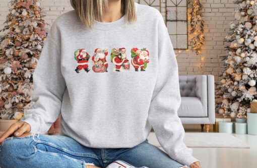 vintage christmas sweatshirt with retro santa design for women comfortable and stylish holiday apparel qakuh