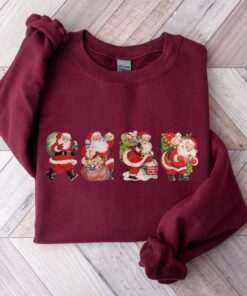 vintage christmas sweatshirt with retro santa design for women comfortable and stylish holiday apparel qporg