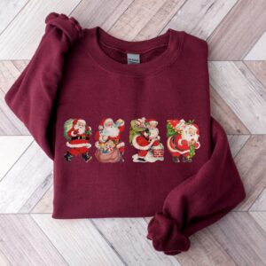 vintage christmas sweatshirt with retro santa design for women comfortable and stylish holiday apparel qporg