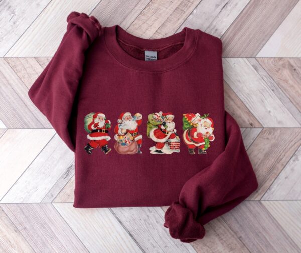 vintage christmas sweatshirt with retro santa design for women comfortable and stylish holiday apparel qporg