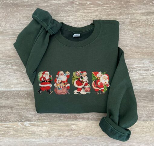 vintage christmas sweatshirt with retro santa design for women comfortable and stylish holiday apparel ufpqm