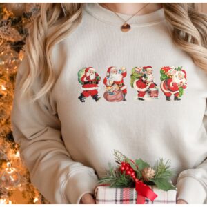 vintage christmas sweatshirt with retro santa design for women comfortable and stylish holiday apparel x76cc