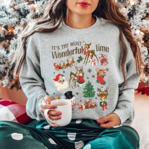 vintage christmas sweatshirt with retro santa doodles for winter apparel and holiday style ysmsu