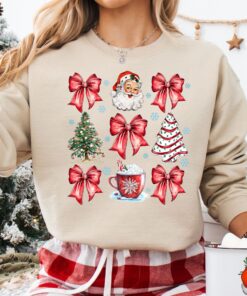 vintage christmas sweatshirt with santa claus design and red bow for holiday comfort and style h4dgr scaled