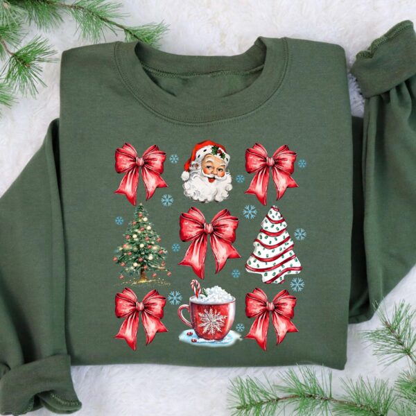 vintage christmas sweatshirt with santa claus design and red bow for holiday comfort and style hkzly scaled