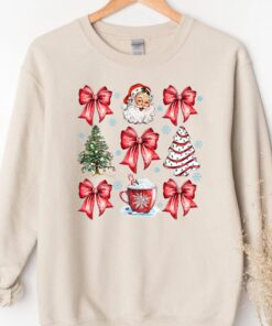 vintage christmas sweatshirt with santa claus design and red bow for holiday comfort and style muke8 scaled