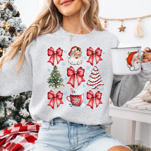 vintage christmas sweatshirt with santa claus design and red bow for holiday comfort and style xm8ar scaled