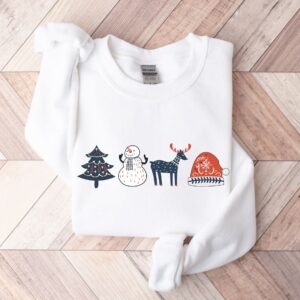 vintage christmas sweatshirt with scandinavian doodles and nordic folk art reindeer design for a unique holiday style 0rkec