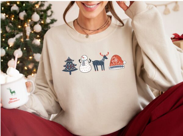 vintage christmas sweatshirt with scandinavian doodles and nordic folk art reindeer design for a unique holiday style 3qv5g