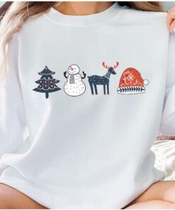 vintage christmas sweatshirt with scandinavian doodles and nordic folk art reindeer design for a unique holiday style vo1ca