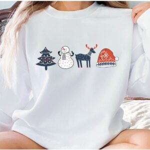 vintage christmas sweatshirt with scandinavian doodles and nordic folk art reindeer design for a unique holiday style vo1ca