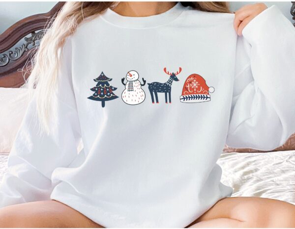 vintage christmas sweatshirt with scandinavian doodles and nordic folk art reindeer design for a unique holiday style vo1ca