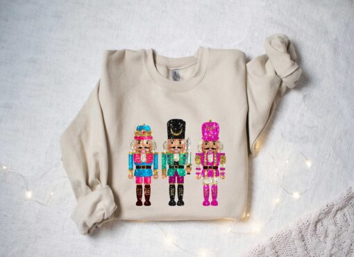 vintage christmas sweatshirt with sequin nutcracker design for family gatherings and holiday celebrations rpqcy scaled