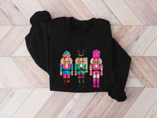 vintage christmas sweatshirt with sequin nutcracker design for family gatherings and holiday celebrations si0ma scaled