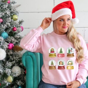 vintage christmas sweatshirt with snowglobe design for women comfortable crewneck style for holiday celebrations and festive outfits mrb6q