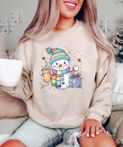 vintage christmas sweatshirt with snowman design for women funny christmas shirt comfortable crewneck style diqtd