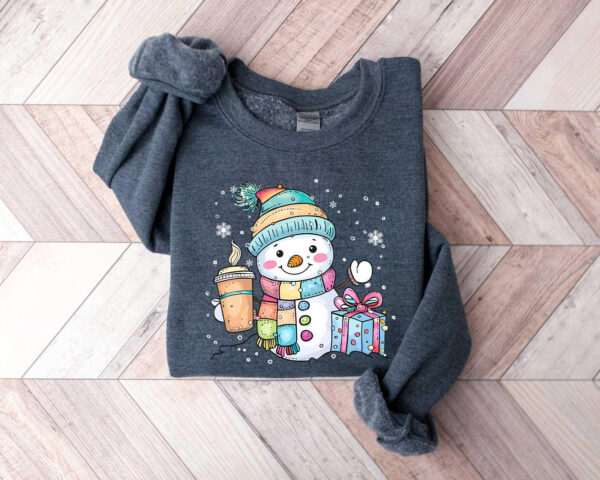 vintage christmas sweatshirt with snowman design for women funny christmas shirt comfortable crewneck style