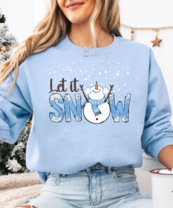 vintage christmas sweatshirt with snowman design let it snow crewneck funny holiday shirt for women emcgm scaled