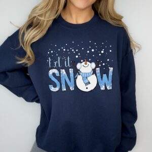 vintage christmas sweatshirt with snowman design let it snow crewneck funny holiday shirt for women hpzmq