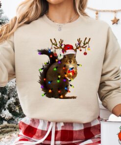 vintage christmas sweatshirt with squirrel design and santa hat tee for festive holiday style kf5do scaled