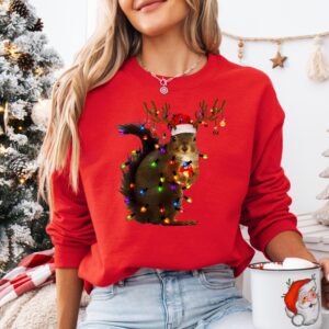 vintage christmas sweatshirt with squirrel design and santa hat tee for festive holiday style ojbxs