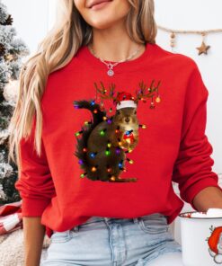 vintage christmas sweatshirt with squirrel design and santa hat tee for festive holiday style ojbxs scaled