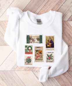 vintage christmas sweatshirt with stamp design for stamp collectors holiday crewneck sweater ideal for festive celebrations axwuo scaled