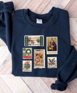 vintage christmas sweatshirt with stamp design for stamp collectors holiday crewneck sweater ideal for festive celebrations wjh9f scaled