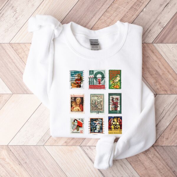 vintage christmas sweatshirt with stamp design for stamp collectors holiday crewneck sweater ideal for festive gatherings iwqbl scaled