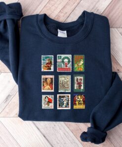 vintage christmas sweatshirt with stamp design for stamp collectors holiday crewneck sweater ideal for festive gatherings nlc7f scaled