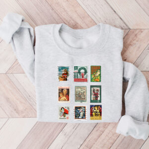 vintage christmas sweatshirt with stamp design for stamp collectors holiday crewneck sweater ideal for festive gatherings qw75h