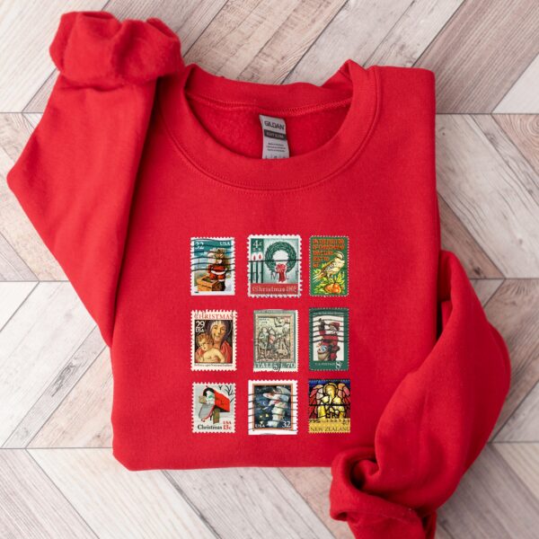 vintage christmas sweatshirt with stamp design for stamp collectors holiday crewneck sweater ideal for festive gatherings sfldj scaled