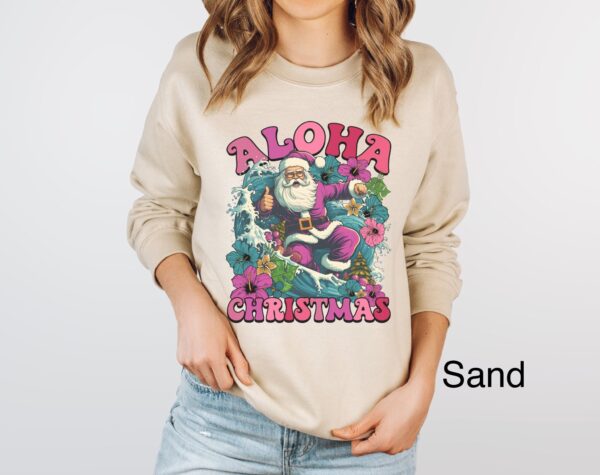 vintage christmas sweatshirt with surfing santa design for hawaiian holiday celebrations and fun xmas party wear ciqyk