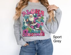 vintage christmas sweatshirt with surfing santa design for hawaiian holiday celebrations and fun xmas party wear lsjxb