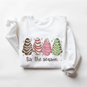 vintage christmas sweatshirt with tree cake design for holiday celebrations and festive gatherings bxjrg