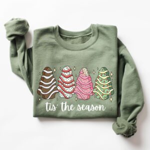 vintage christmas sweatshirt with tree cake design for holiday celebrations and festive gatherings yvurp