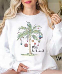 vintage christmas sweatshirt with tropical palm tree design for beach vacation and family gatherings mele kalikimaka theme nsjui